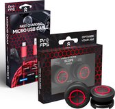 ProFPS Value Pack - Câble de charge pour manette Micro USB + Performance Thumbsticks - PlayStation 4 (PS4)