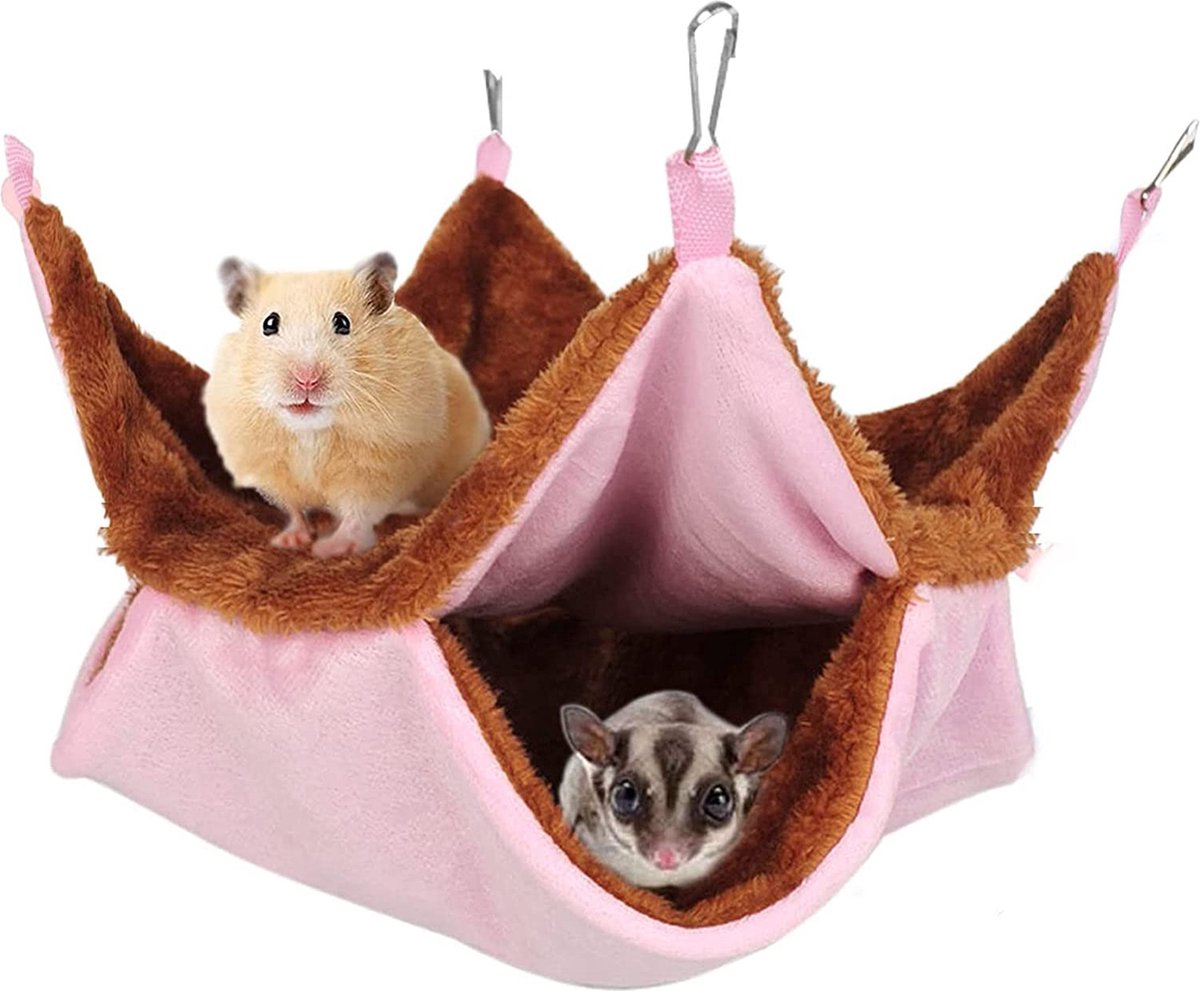 AWYY Dubbellaags Hamster Hangend Nest, Dieren Stapelbed, Hangbed Voor Hamsters, Huisdier Kooi Dubbele Hangmat, Hangbed Voor Hamsterkooi, voor Kleine Dieren Hamsterspel En Slaap