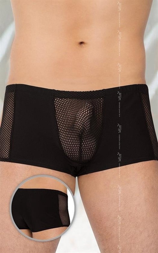 Collection SoftLine - Boxer sexy transparent pour homme avec résille /  Zwart / Taille: XL | bol