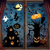 Selwo Raamstickers Halloween, raamstickers, Halloween decoratie, 127 stuks, spin, pompoen, heks, geest, Halloween, raamstickers voor raamdecoratie, Halloween, feestdecoratie, horrible raamstickers