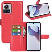 Motorola Edge 30 Ultra Hoesje - MobyDefend Kunstleren Wallet Book Case (Sluiting Voorkant) - Rood - GSM Hoesje - Telefoonhoesje Geschikt Voor Motorola Edge 30 Ultra