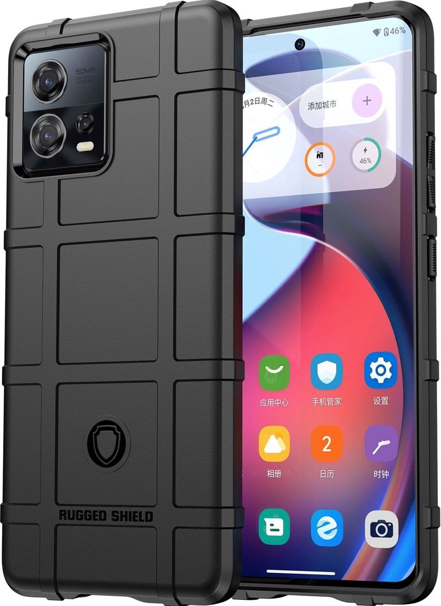Mobigear Hoesje geschikt voor Motorola Edge 30 Fusion Telefoonhoesje Flexibel TPU | Mobigear Rugged Shield Backcover Shockproof | Schokbestendig Edge 30 Fusion Telefoonhoesje | Anti Shock Proof - Zwart