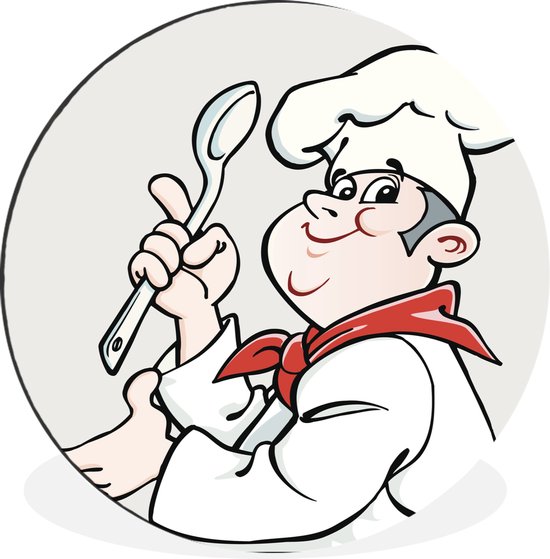 Une illustration d'un cuisinier à la cuillère Cercle mural aluminium ⌀ 60 cm - impression photo sur cercle mural / cercle vivant / cercle de jardin (décoration murale)