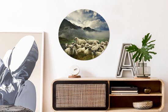 WallCircle - Peinture - Mouton Herbe Berg - Multicolore - 60 X 60 Cm
