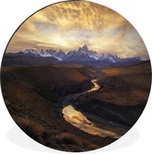 WallCircle - Wandcirkel - Muurcirkel - Kronkelende rivier in Patagonië - Aluminium - Dibond - ⌀ 60 cm - Binnen en Buiten