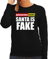Bellatio Decorations foute Kersttrui breaking news fake Kerst - sweater - zwart - dames L