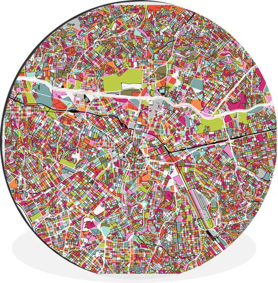 WallCircle - Wandcirkel - Muurcirkel - Illustratie van een kleurrijke kaart van São Paulo - Aluminium - Dibond - ⌀ 60 cm - Binnen en Buiten