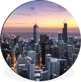 Trump International Hotel and Tower pendant le coucher du soleil Cercle mural aluminium ⌀ 60 cm - impression photo sur cercle mural / cercle vivant / cercle de jardin (décoration murale)