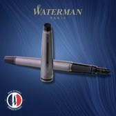 Waterman Expert vulpen | Metallic zilveren lak met rutheniumdetails | Fijne PVD-gecoate roestvrijstalen penpunt | Blauwe inkt | Met geschenkverpakking
