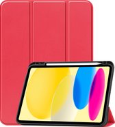 Hoesje Geschikt voor iPad 2022 Hoes Case Tablet Hoesje Tri-fold Met Uitsparing Geschikt voor Apple Pencil - Hoes Geschikt voor iPad 10 Hoesje Hard Cover Bookcase Hoes - Rood