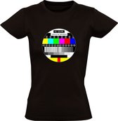 Geen Signaal Logo Televisie Dames T-shirt - tv - retro - beeldscherm - verbinding - testbeeld - stand by - stand-by - buiten werking - pauze