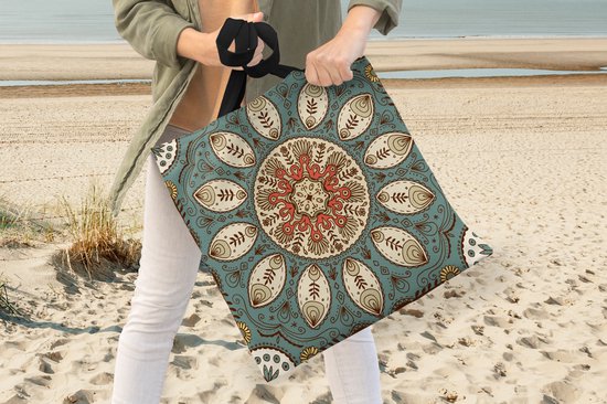 MuchoWow® Sac Bandoulière - Sac Plage - Shopper Mandala - Rétro - Bohème - Motif - 40x40 cm - Sac Coton