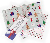 vormgevoel - Cadeaupapier Kerst - Set - 20 grote vellen pakpapier + 20 giftcards