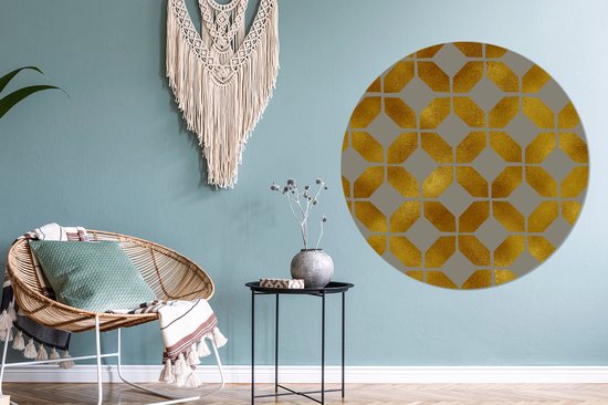 WallCircle - Wandcirkel ⌀ 140 - Patronen - Goud - Luxe - Ronde schilderijen woonkamer - Wandbord rond - Muurdecoratie cirkel - Kamer decoratie binnen - Wanddecoratie muurcirkel - Woonaccessoires