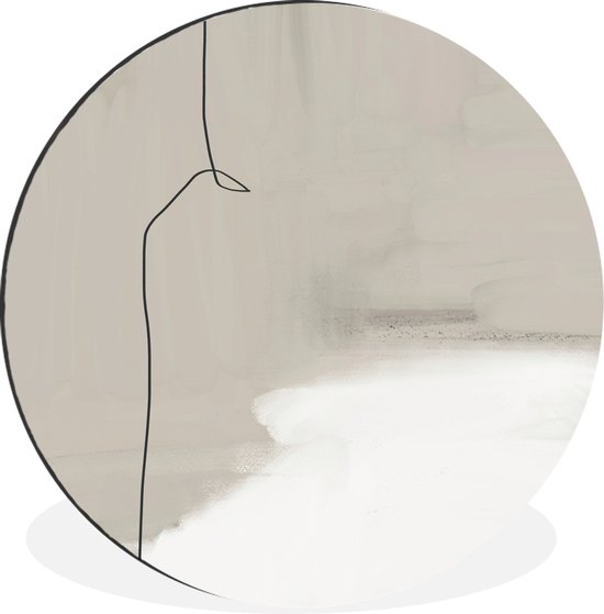 WallCircle - Wandcirkel - Muurcirkel - Abstract - Taupe - Lijn - Design - Aluminium - Dibond - ⌀ 30 cm - Binnen en Buiten