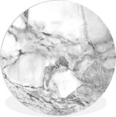 WallCircle - Wandcirkel ⌀ 30 - Marmer - Grijs - Wit - Structuur - Ronde schilderijen woonkamer - Wandbord rond - Muurdecoratie cirkel - Kamer decoratie binnen - Wanddecoratie muurcirkel - Woonaccessoires