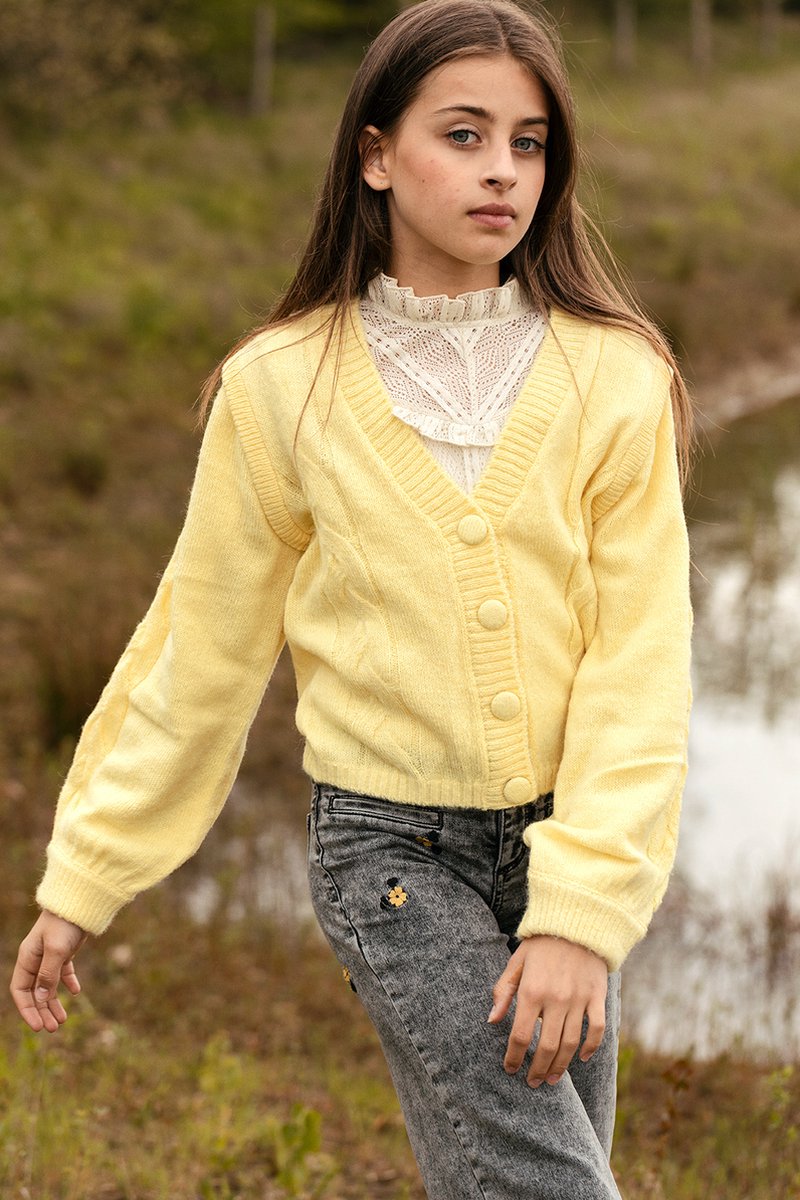 Looxs Revolution 2301-5305-513 Meisjes Sweater/Vest - Maat 152 - Geel van Wol