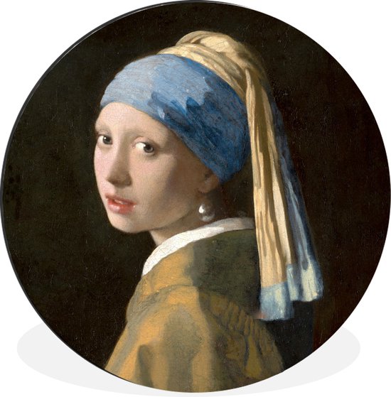WallCircle - Wandcirkel - Muurcirkel - Meisje met de parel - Schilderij - Oude meesters - Vermeer - Aluminium - Dibond - ⌀ 60 cm - Binnen en Buiten