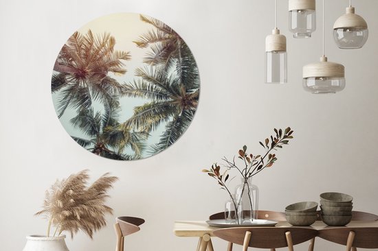 WallCircle - Cercle Mural - Cercle Mural - Palmier - Été - Tropical - Aluminium - Dibond - 140x140 cm - Intérieur et Extérieur