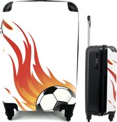 MuchoWow® Koffer - Een illustratie van een vlammende voetbal - Past binnen 55x40x20 cm en 55x35x25 cm - Handbagage - Trolley - Fotokoffer - Cabin Size - Print