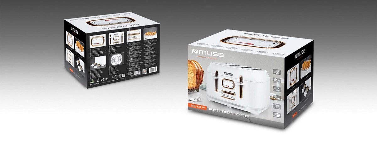 Muse MS-131W - Broodrooster, 4 toasts, 1.800 W - Gizmo Retail