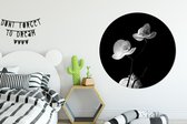 WallCircle - Wandcirkel - Muurcirkel - Orchidee - Bloemen - Zwart - Wit - Stilleven - Aluminium - Dibond - ⌀ 120 cm - Binnen en Buiten XXL