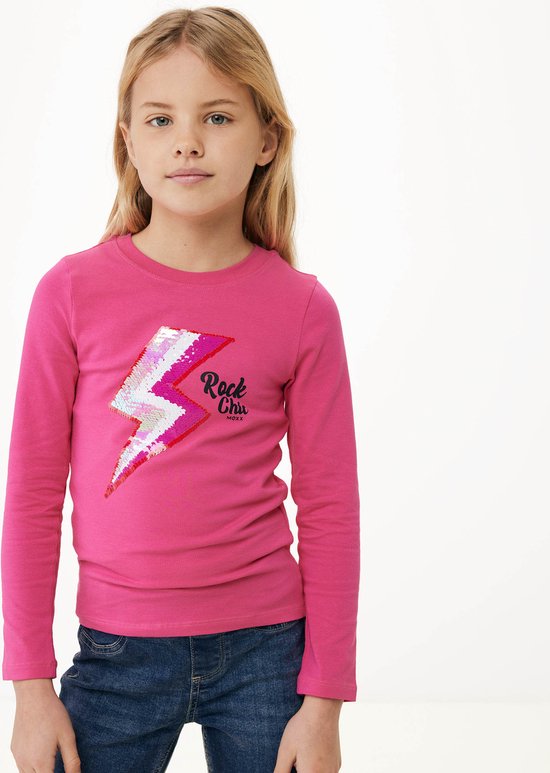 Lange Mouwen T-shirt Two Way Sequince Meisjes - Roze - Maat 110-116