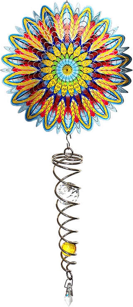 Windspinner, Spin Art, Mandala Flower Artist Crystal Tail, ACTMFL0800, totale lengte 60cm
