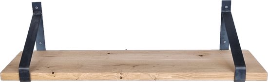 Massief Eiken Wandplank - 120 x 15 cm - Industriële Plankdragers L-vorm