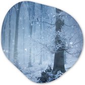 Organische Wanddecoratie - Kunststof Muurdecoratie- Organisch Schilderij - Bos - Winter - Sneeuw- 60x60 cm - Organische spiegel vorm op kunststof - Kerstdecoratie in huis - Kerstmis