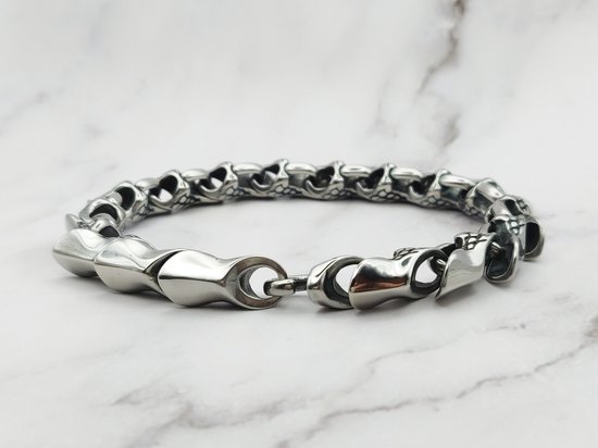 Bracelet Ouroboros Chaîne Dragon En Acier Inoxydable Argenté - Style Mythologique