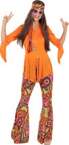 FUNIDELIA Vrolijk Hippie Kostuum voor Dames - Maat: L - Zwart
