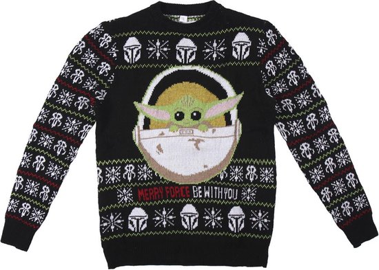 Star Wars kersttrui the Mandalorian - Baby Yoda - Merry Force be with you - XL