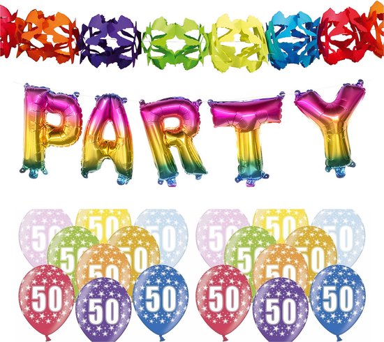 Partydeco - 50 jaar feestartikelen pakket slingers/ballonnen/letters