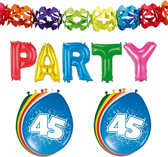 Folat - 45 jaar verjaardag versiering slingers/ballonnen/folie letters