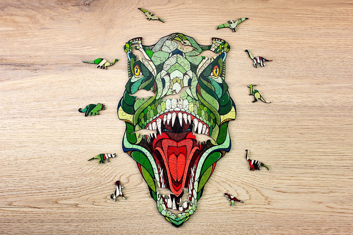 Eco Wood Art Houten Legpuzzel T-Rex - Puzzel Volwassenen - Dierenpuzzel - Hout