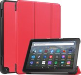 Case2go - Tablet hoes geschikt voor Amazon Fire 8 HD (2022) - 8 Inch Tri-fold cover - Met Touchpad & Stand functie - Rood