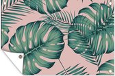 Muurdecoratie Bladeren - Roze - Patroon - Meisjes - Kinderen - Groen - Kindje - 180x120 cm - Tuinposter - Tuindoek - Buitenposter