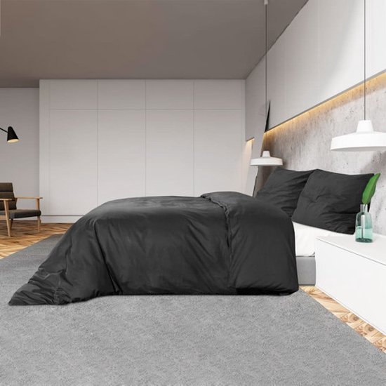 vidaXL - Dekbedovertrekset - lichtgewicht - 200x220 - cm - microvezel - zwart van Vidaxl — afbeelding 5