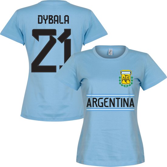 Argentinië Dybala 21 Dames Team T-Shirt - Lichtblauw - S - 8