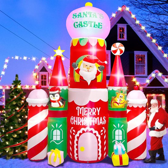 3 meter Hoge Opblaasbare Kerstversiering Kasteel, Kalolary Kerst
