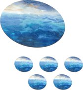Onderzetters voor glazen - Rond - Zee - Waterverf - Kleuren - 10x10 cm - Glasonderzetters - 6 stuks