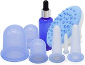 Set de tasses anti-cellulite / cellulite 4 pièces + brosse de Massage + bouteille d'huile (vide) | Massage du corps / brosses pour le corps, traiter l'érysipèle | Confibel
