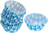 Mini muffin en cupcake vormpjes - 90x - blauw - papier - 4 x 4 x 2 cm