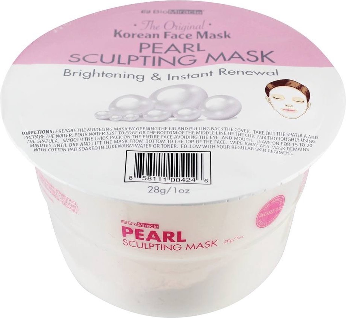 Gezichtsmasker - BioMiracle - Pearl Sculpting Face Mask - Origineel Koreaanse Gezichtsmasker - Brightening & Instant Renewal - Poeder