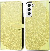 Luxe Telefoonhoesje voor Samsung Galaxy S22 Plus | Hoogwaardig Leren Bookcase | Lederen Wallet Case | Luxe Uitstraling | Pasjeshouder | Geel