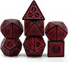 Afbeelding van het spelletje Lapi Toys - Dungeons and Dragons dobbelstenen - D&D dobbelstenen - D&D polydice - 1 set (7 stuks) - Acryl - Rood - Zwart