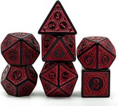 Lapi Toys - Dungeons and Dragons dobbelstenen - D&D dobbelstenen - D&D polydice - 1 set (7 stuks) - Acryl - Rood - Zwart