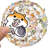100x sticker Hamsters - Schattige Hamster Kinderstickers - Getekende dieren voor op de fiets, beker, laptop, schoolspullen, kamer, etc - School - Kinderen - Stickers - Plakken - Stikker - Bundel - Set - 50