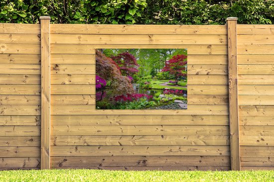 Affiche jardin - Toile jardin - Posters de jardin extérieur - Arbres - fleurs - Japonais - Nature - Water - 120x80 cm - Jardin